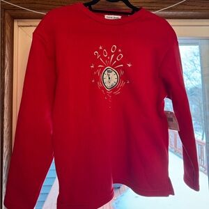 Y2K 2000s NWT Vibrant Red Women's Crew Neck Sweater NYE New Years Holiday